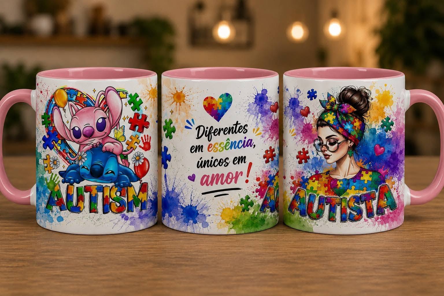 Capa do tutorial: Artes em PNG para Canecas - Autismo