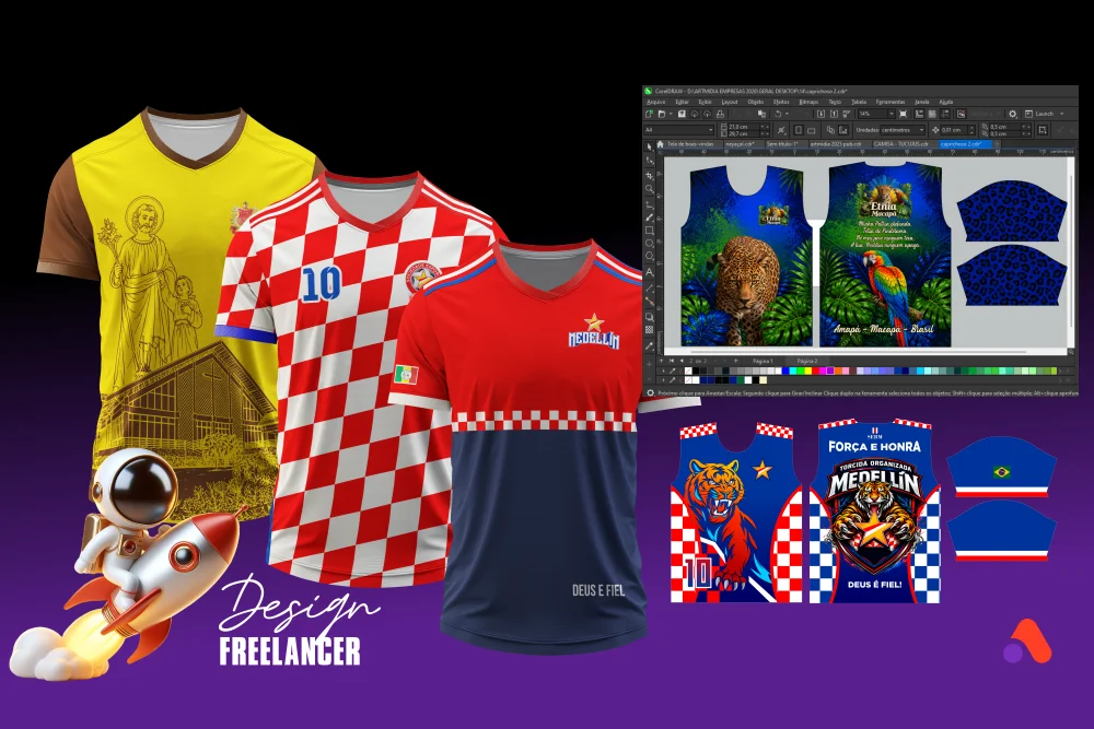 Criação de Artes para Camisas em CorelDraw - Diversos Temas - Molde Pronto para Malharia — imagem do serviço
