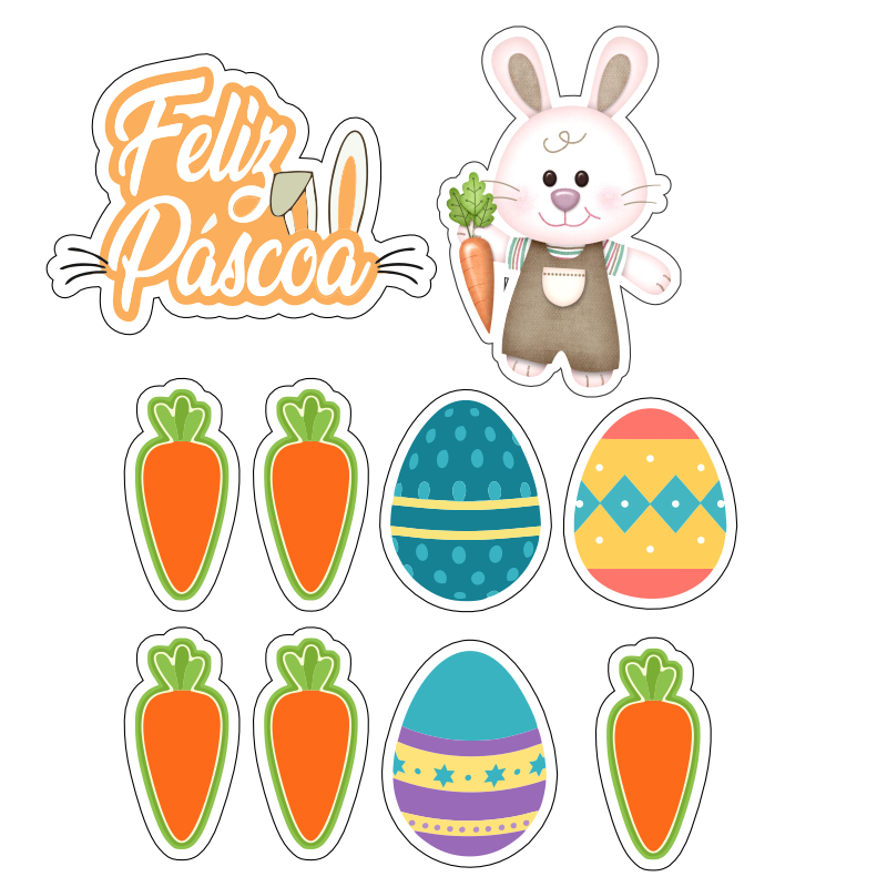 Capa do tutorial: Topo de Bolo Feliz Páscoa para Imprimir Grátis em PDF – Coelhinho, Ovos e Cenouras em Alta Qualidade