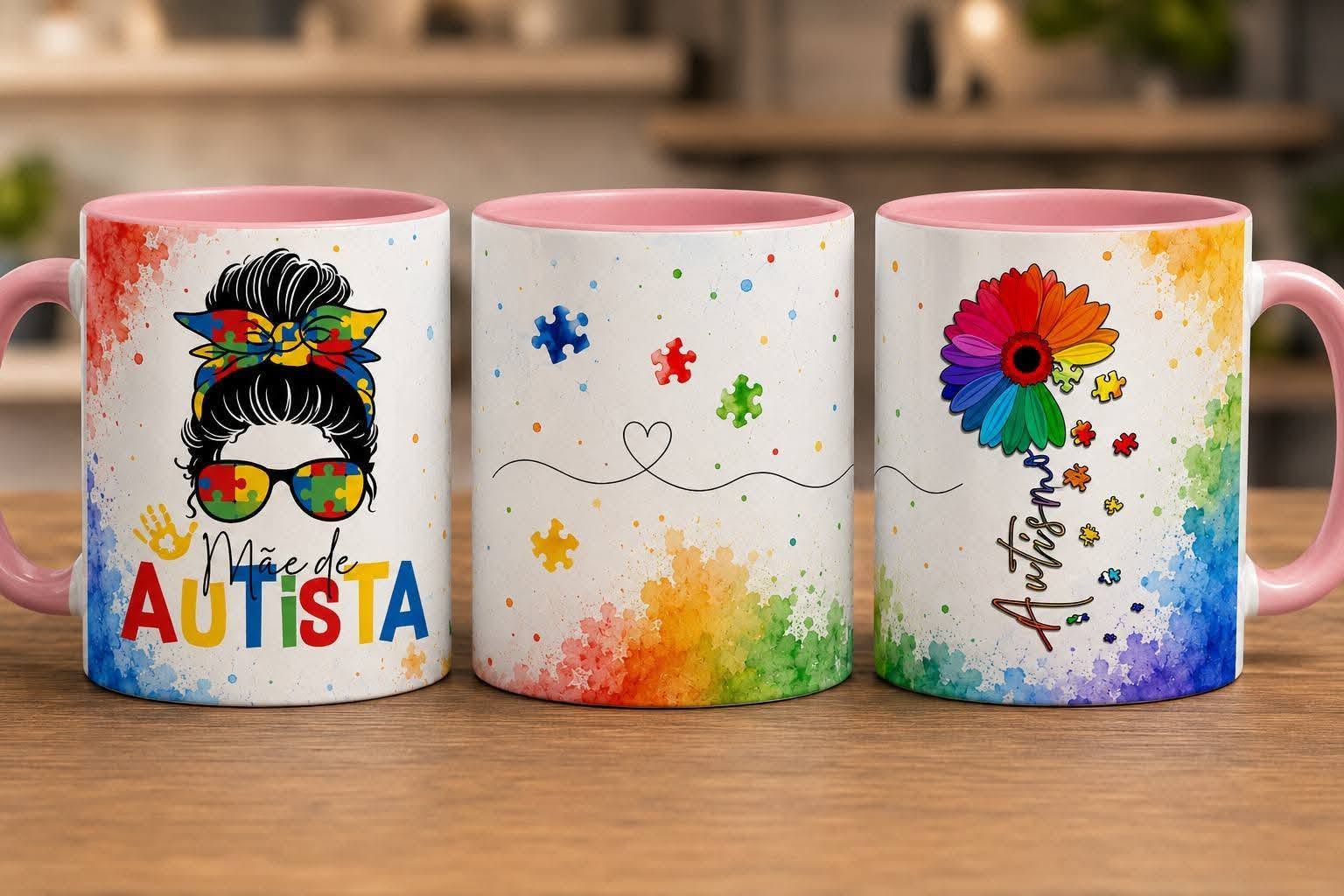 Capa do tutorial: Artes em PNG para Canecas – Mãe de Autista