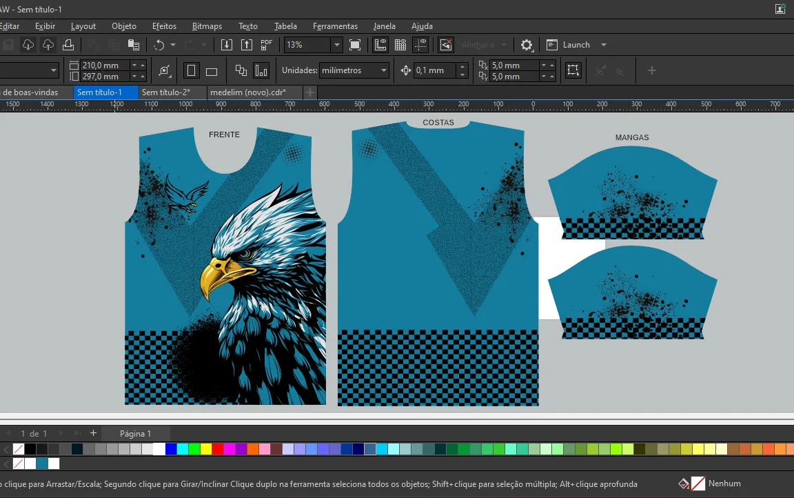 Estampa Camiseta/Regata Águia Águia - Frente, Costas e Mangas - Arquivo CDR para Sublimação — imagem 2 do produto
