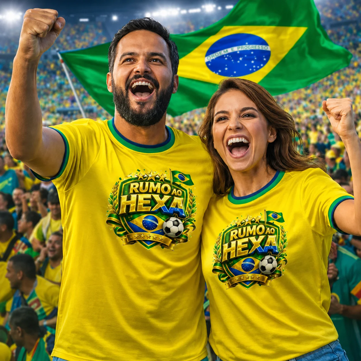 Arte Camisa Brasil Copa do Mundo 2026 - Estampa Romo ao Hexa - Arquivo Digital PDF para Sublimação e DTF
