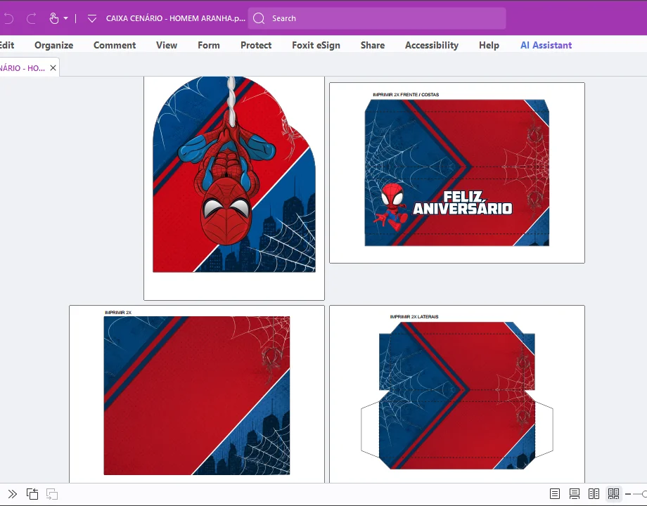 Caixa Cenário homem Aranha "Feliz Aniversário" - Arte Digital PDF — imagem 2 do produto