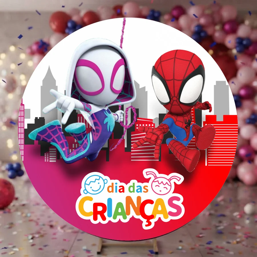 Painel Redondo - Homem e mulher aranha - Arquivo Digital em PDF e CorelDraw (CDR) — imagem do produto
