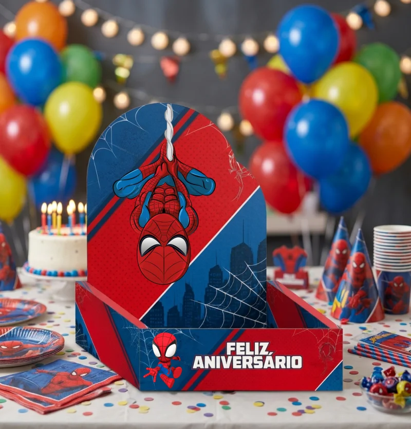 Caixa Cenário homem Aranha "Feliz Aniversário" - Arte Digital PDF — imagem do produto