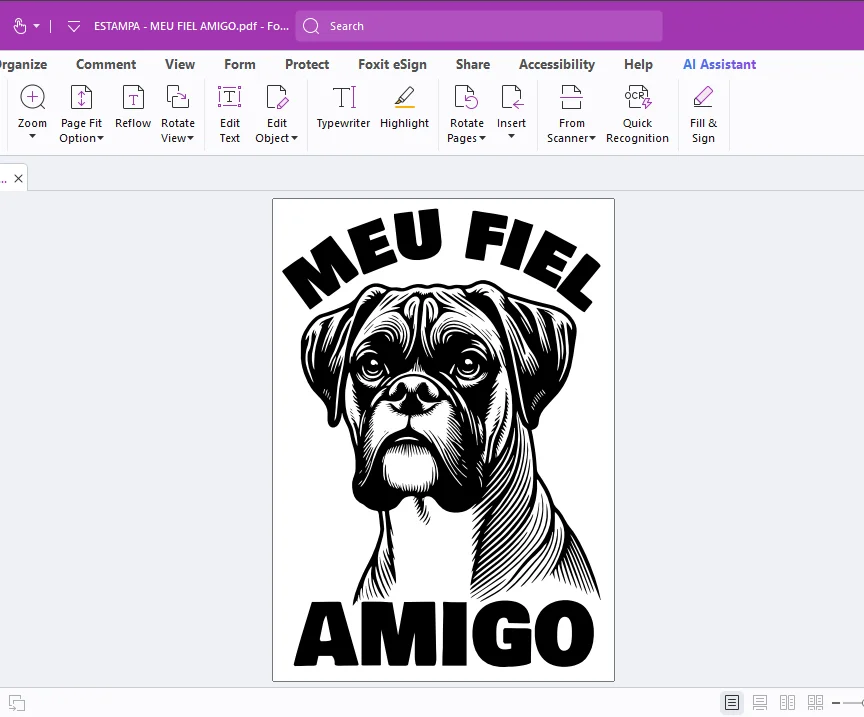 Estampa Meu Fiel Amigo - Boxer - Arte Digital PDF para Camiseta — imagem 2 do produto