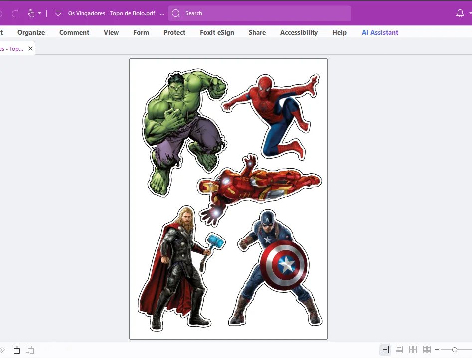 Topo de Bolo Os Vingadores - Arte Digital em PDF Pronta para Imprimir e Recortar — imagem 2 do produto