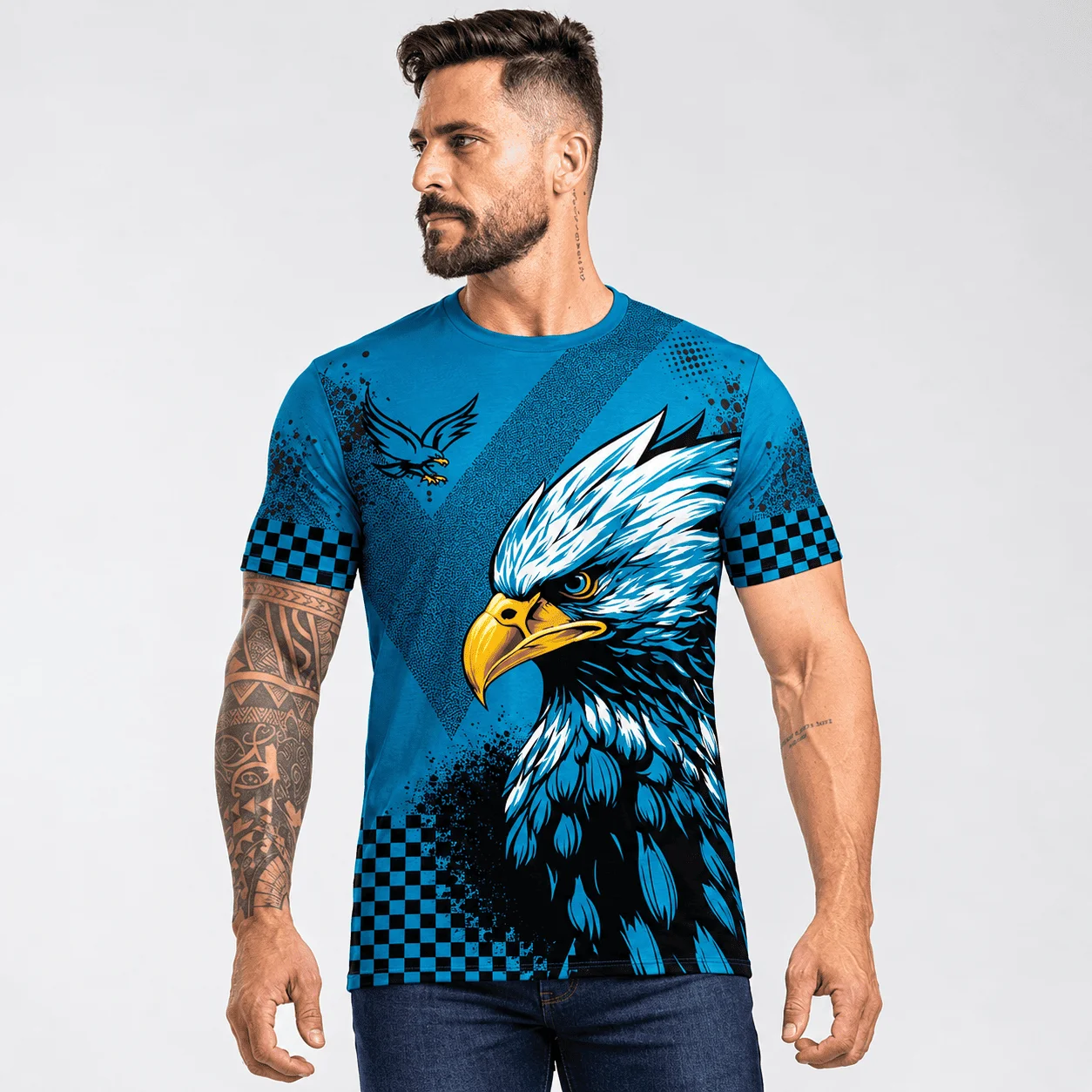 Estampa Camiseta/Regata Águia Águia - Frente, Costas e Mangas - Arquivo CDR para Sublimação — imagem do produto