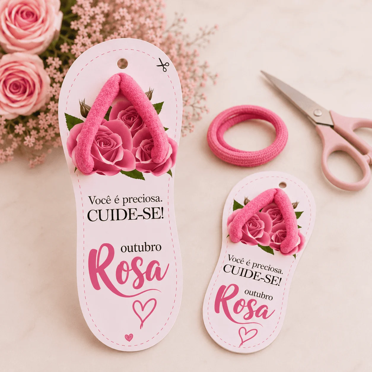 Tag Chinelo com Xuxinha Lembrancinha Outubro Rosa - Arte Digital PDF para Imprimir — imagem do produto