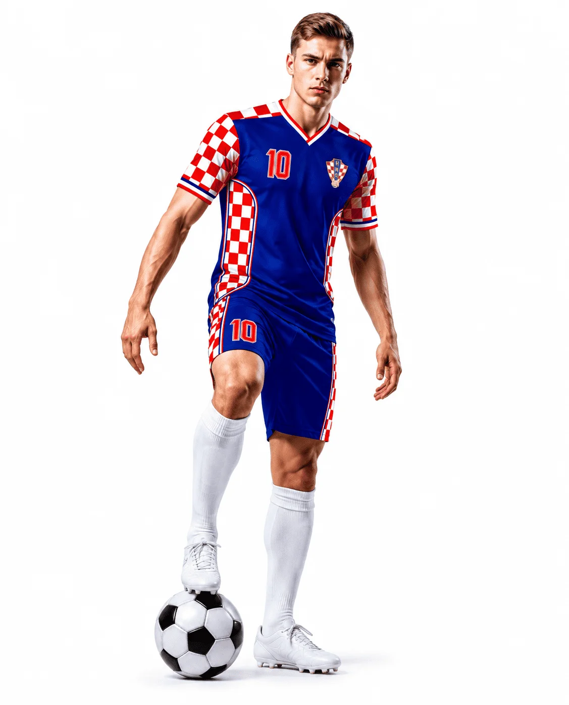 Arte Vetor CorelDraw Uniforme Croácia Futebol - Kit Completo Camisa e Short CDR | Molde Editável para Sublimação Total e Mal…