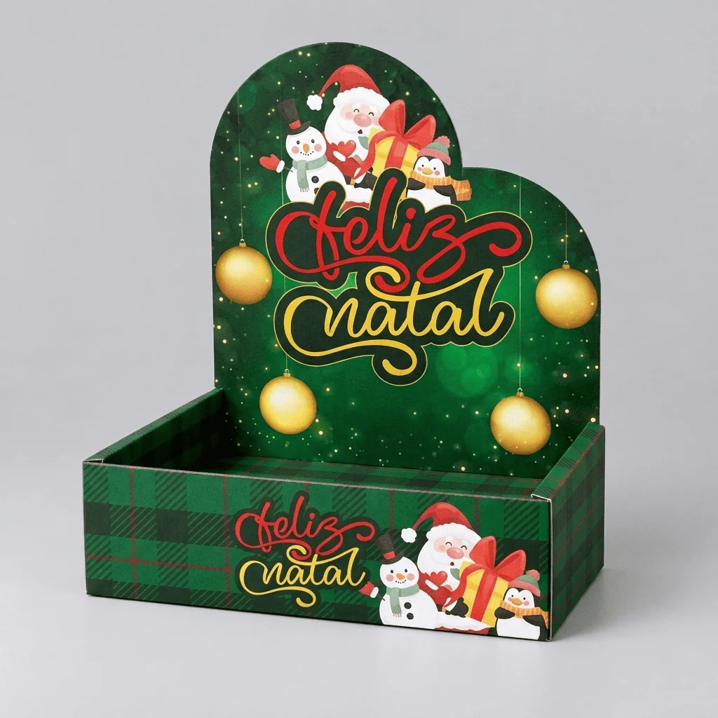 Caixa Cenário “Feliz Natal” Papai Noel e Boneco de Neve - Arte Digital PDF Fácil de Montar — imagem 2 do produto
