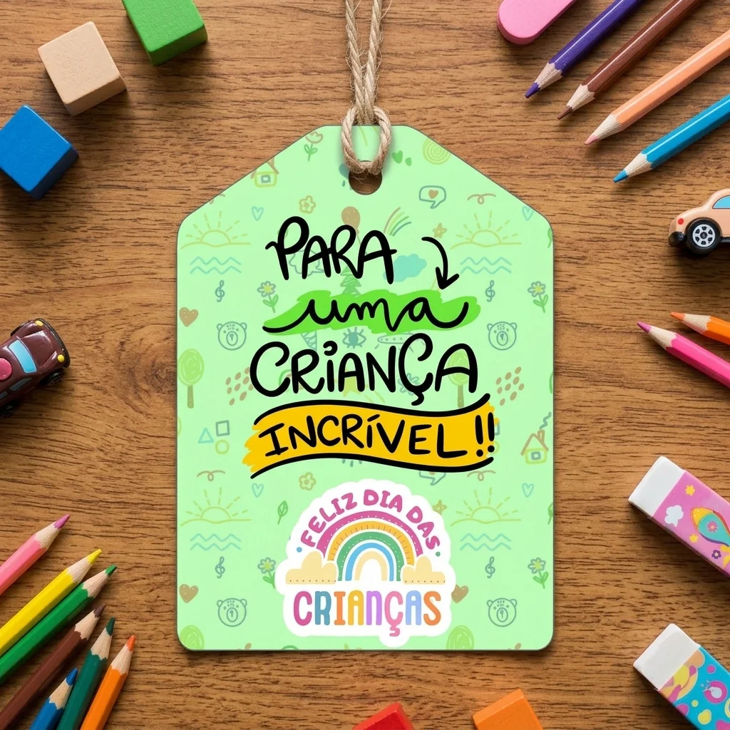 Tag com Furo "Para Uma Criança Incrível" Dia das Crianças - Arte Digital PDF — imagem do produto