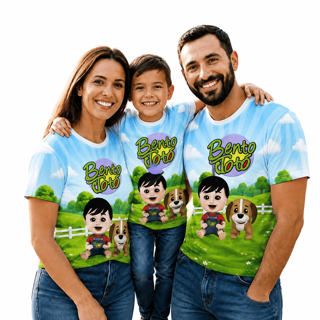 Estampa Camiseta Personalizada "Bento & Totó" - Arquivo CDR Frente, Costas e Mangas — imagem do produto