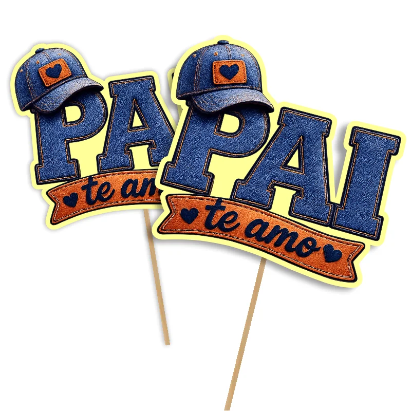Topo de Bolo Dia dos Pais "Papai Te Amo" - Arte Digital PDF para Recortar
