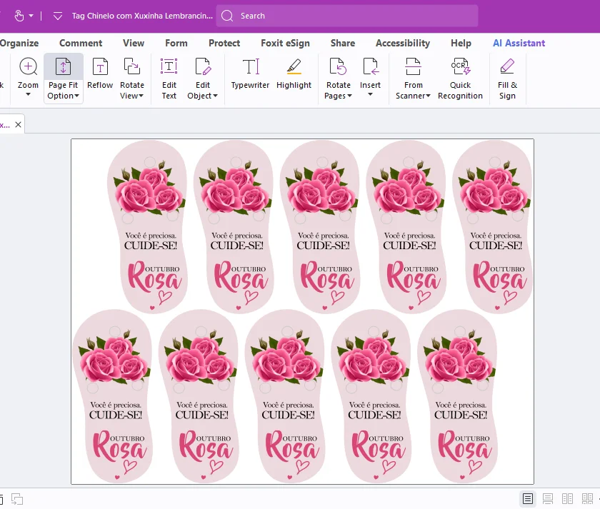 Tag Chinelo com Xuxinha Lembrancinha Outubro Rosa - Arte Digital PDF para Imprimir — imagem 2 do produto