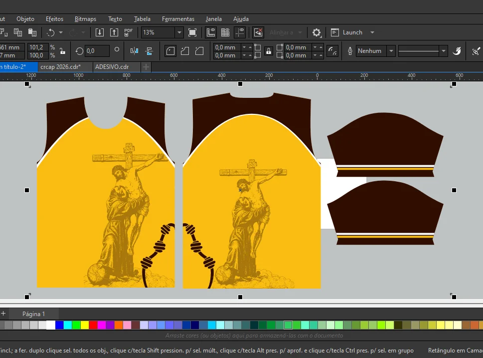 Estampa Camisa Religiosa São Francisco e Cristo Crucificado - Frente, Costas e Mangas - Arquivo CDR — imagem 2 do produto