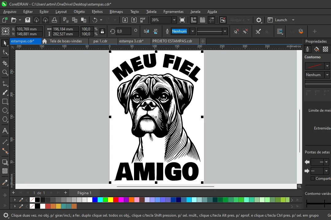 Estampa Meu Fiel Amigo - Boxer - Arte Digital PDF para Camiseta — imagem 2 do produto