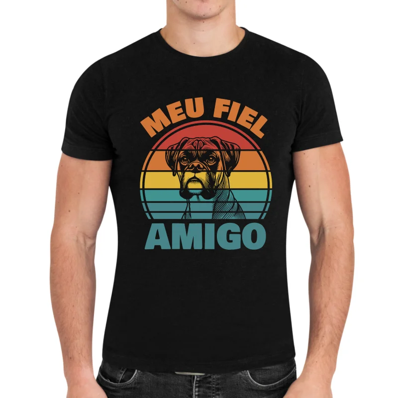 Estampa Meu Fiel Amigo Boxer Retrô - Arte Digital PDF para Camiseta — imagem do produto