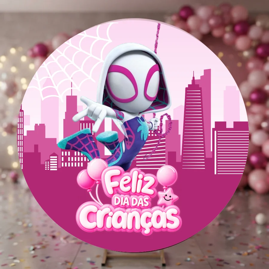 Arte para Painel - Mulher Aranha - Vetor Spider City Pink - Arquivo CorelDraw (CDR) e PDF — imagem do produto