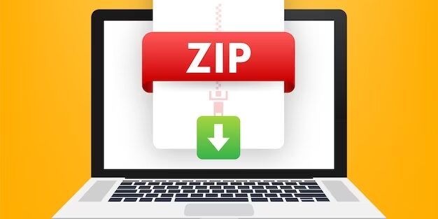 baixe-o-botao-zip-na-tela-do-laptop-baixando-o-conceito-de-documento_100456-7310 Tutorial: Como Descompactar Arquivos no Windows